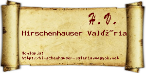 Hirschenhauser Valéria névjegykártya